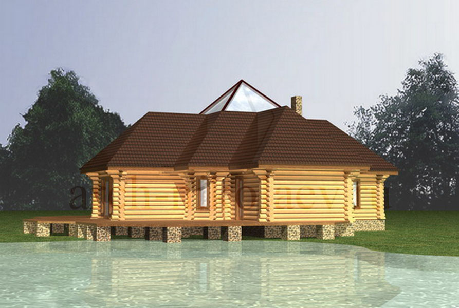 Рубленая деревянная баня Хельга